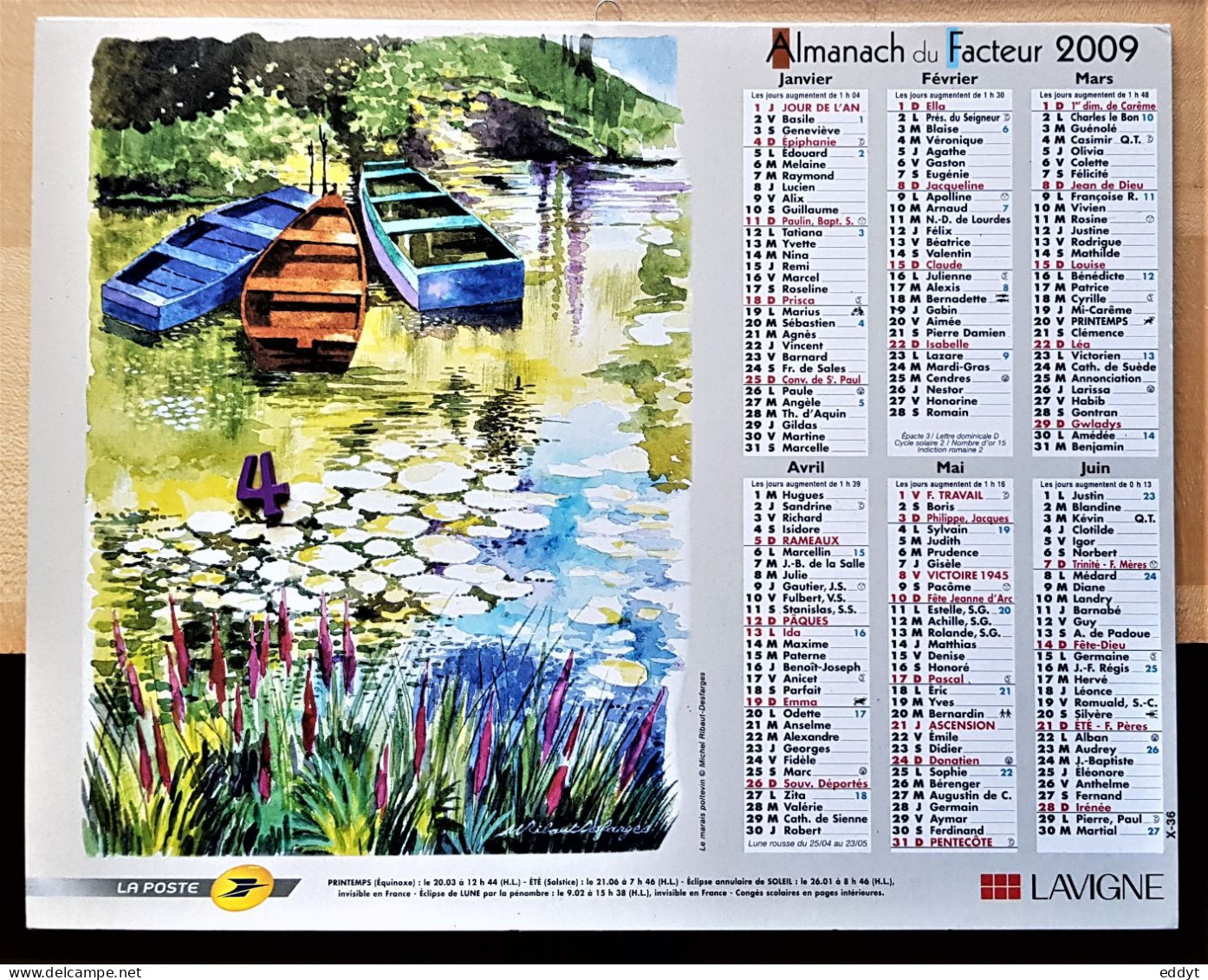 4 "ADMABACH du FACTEUR" CALENDRIER POSTAL -