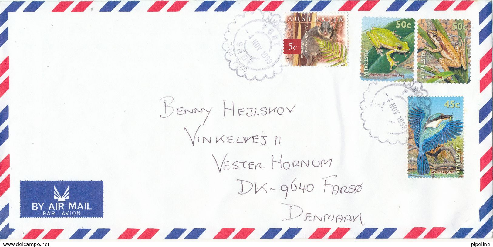 Australia Air Mail Cover Sent To Denmark 4-11-1999 Topic Stamps - Storia Postale