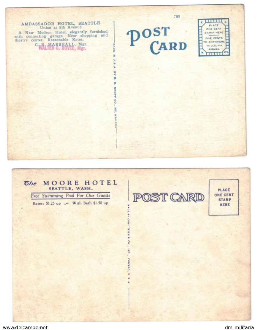 LOT 2 BELLES CPA : SEATTLE WASHINGTON - AMBASSADOR HOTEL - MOORE HOTEL - DÉBUT ANNÉES 1900 - Seattle