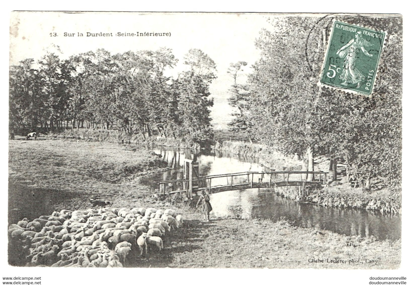 CPA - 76 - CANY - VITTEFLEUR -- Le Berger Et Ses Moutons Sur La Durdent - Métiers - Rivière - Pont - Cany Barville