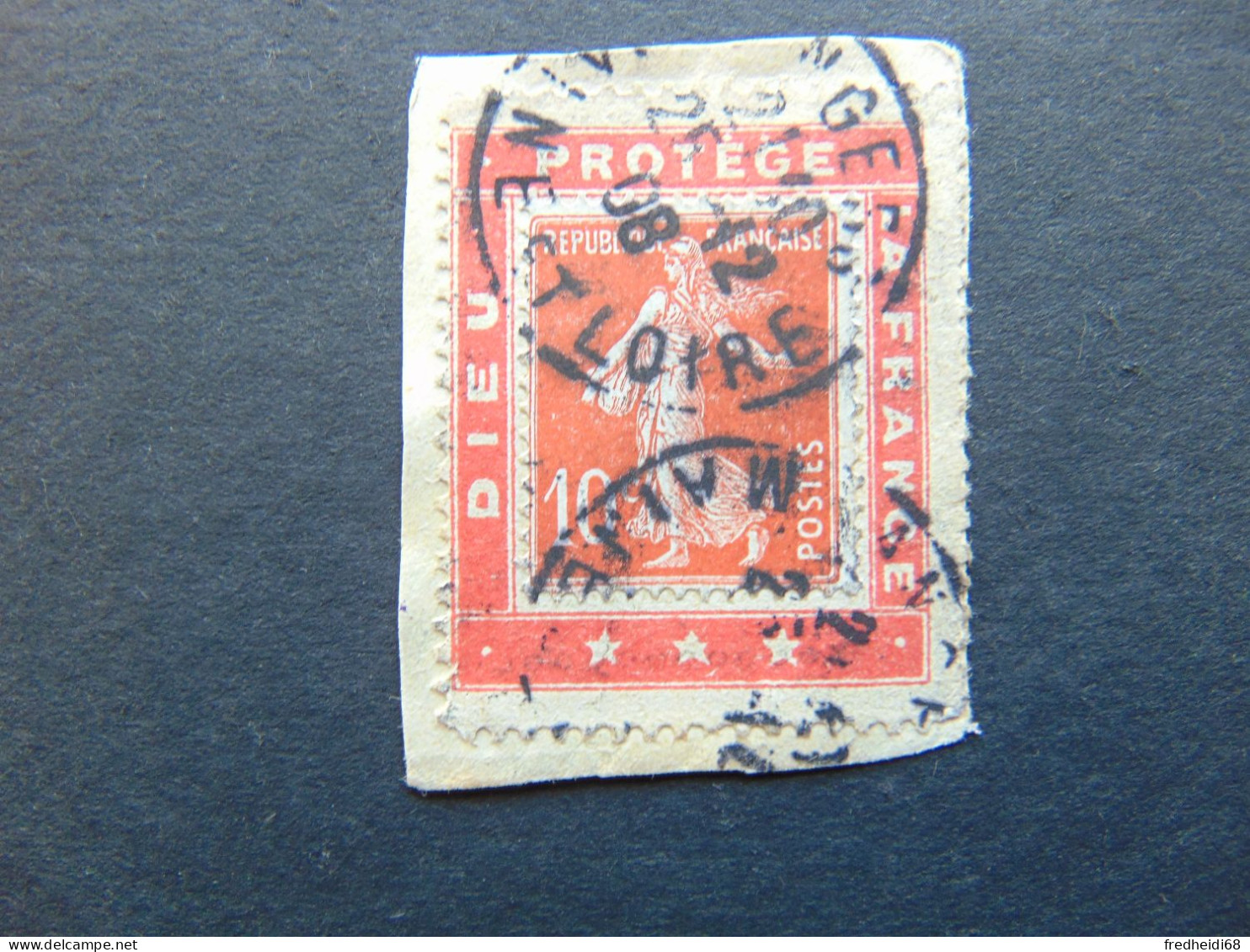 Original Porte-timbre Avec La Semeuse Camée 10c Rouge N°. 138 Sur Fragment Ayant Circulé - Used Stamps