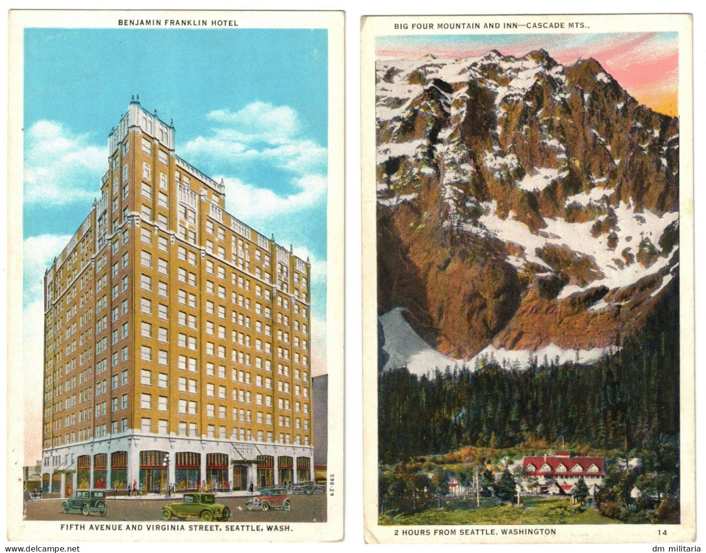 LOT 2 CPA : SEATTLE WASHINGTON - BENJAMIN FRANKLIN HOTEL - BIG FOUR MOUNTAIN AND INN-CASCADE MTS.  - DÉBUT ANNÉES 1900 - Seattle