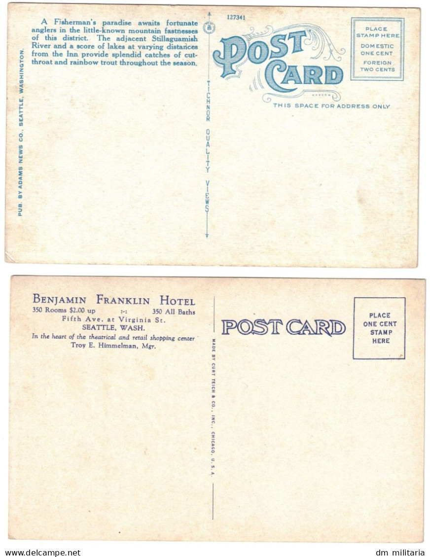 LOT 2 CPA : SEATTLE WASHINGTON - BENJAMIN FRANKLIN HOTEL - BIG FOUR MOUNTAIN AND INN-CASCADE MTS.  - DÉBUT ANNÉES 1900 - Seattle