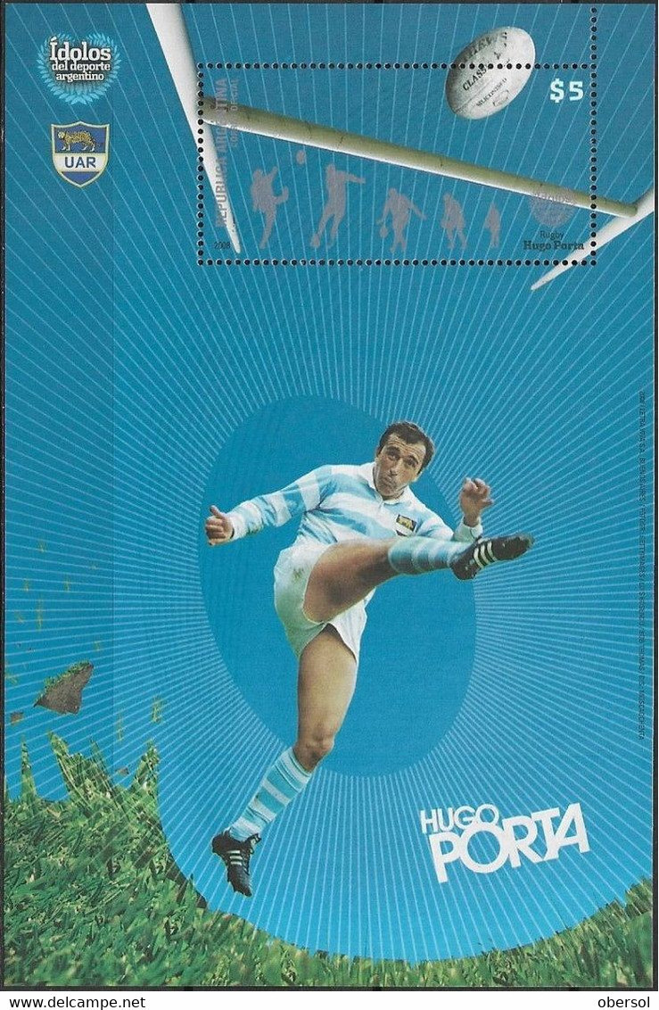 Argentina 2008 Sport Idols Rugby Hugo Porta Souvenir Sheet MNH - Neufs