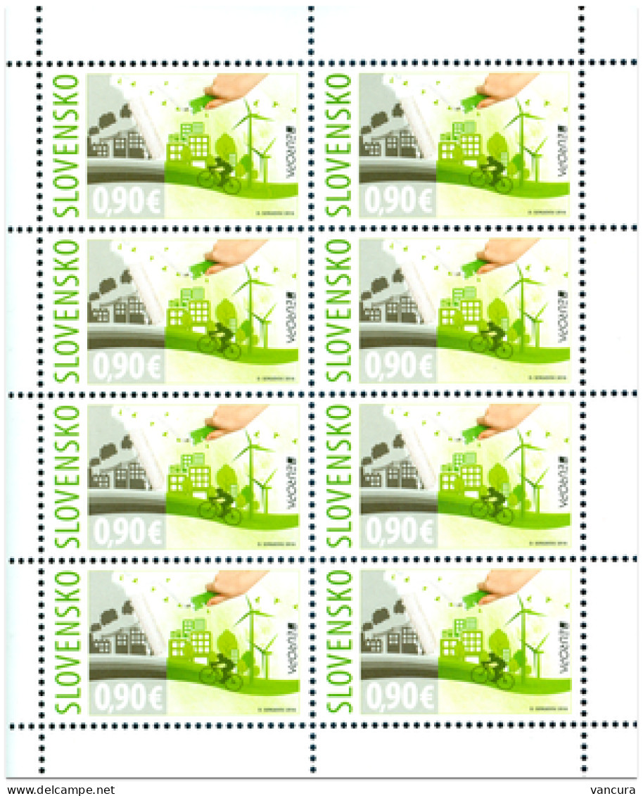 A 611 Slovakia EUROPA 2016 Environment Pollution Bike Tree Wind Power Plant - Unused Stamps