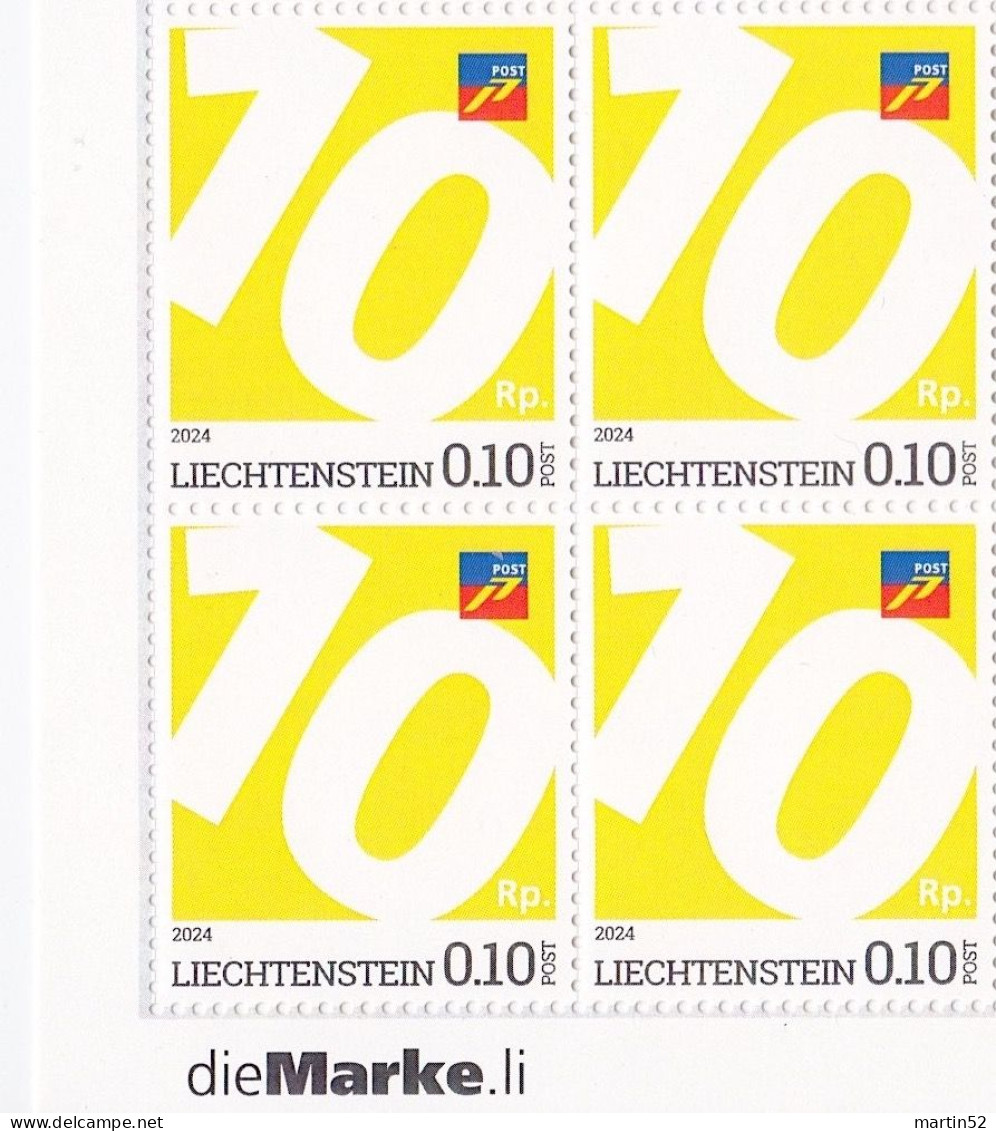 LIECHTENSTEIN 2024: Ergänzungswert (10 Rp) Limitierte Spezial-Ausgabe Zur Tarif-Erhöhung 2024 (autocollant Self-adhesiv) - Nuovi