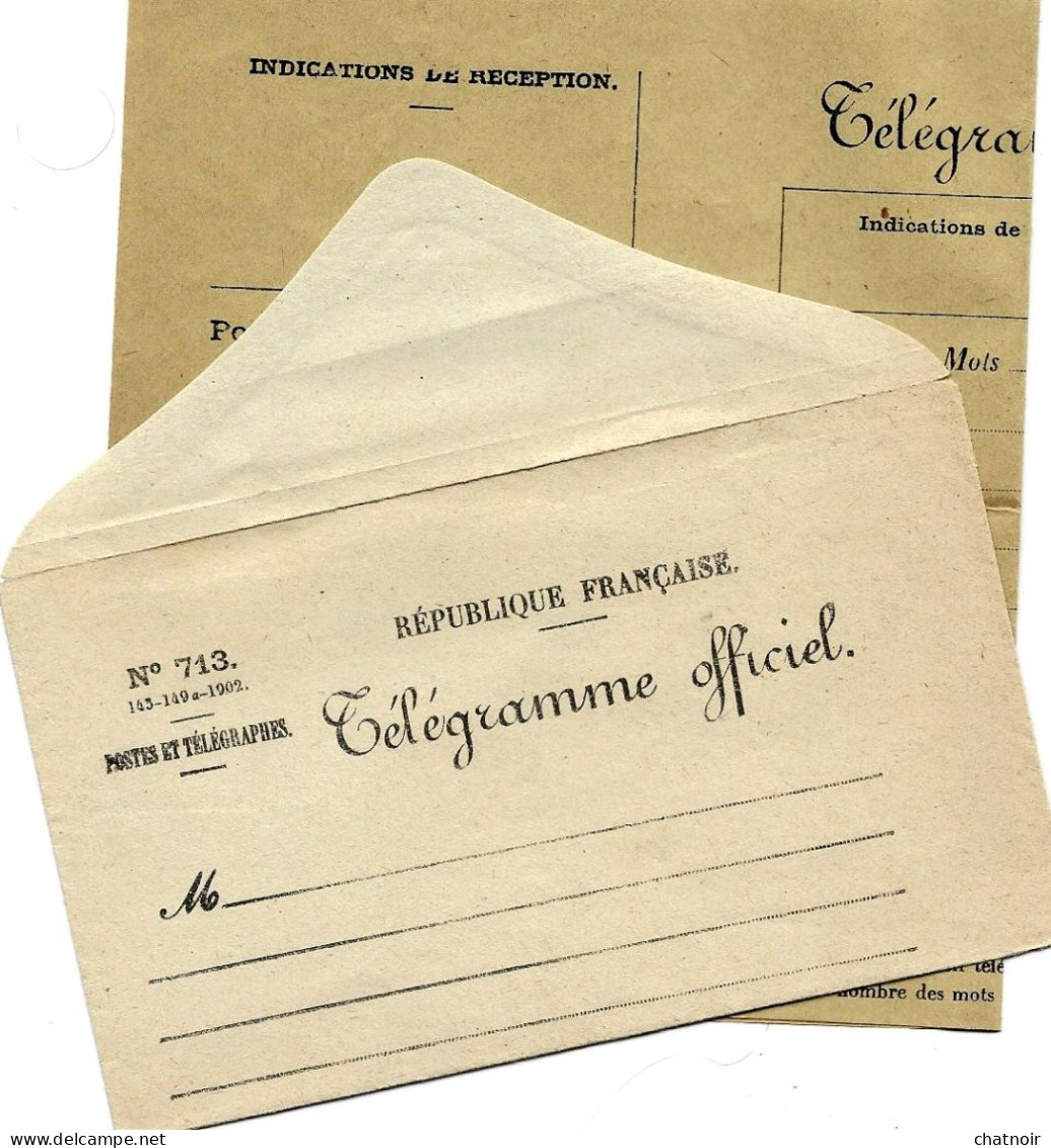 Enveloppe " Telegramme  Officiel "  Et Un Telegramme (neuf) - Telegrafi E Telefoni