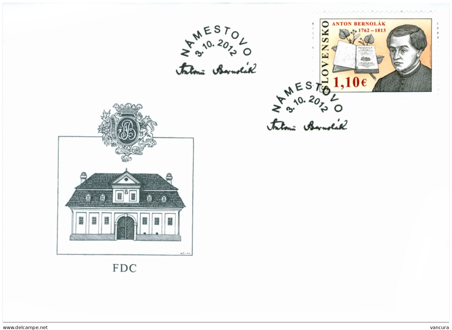 FDC 523 Slovakia Personalities: Anton Bernolák (1762 – 1813) 2012 - Other & Unclassified