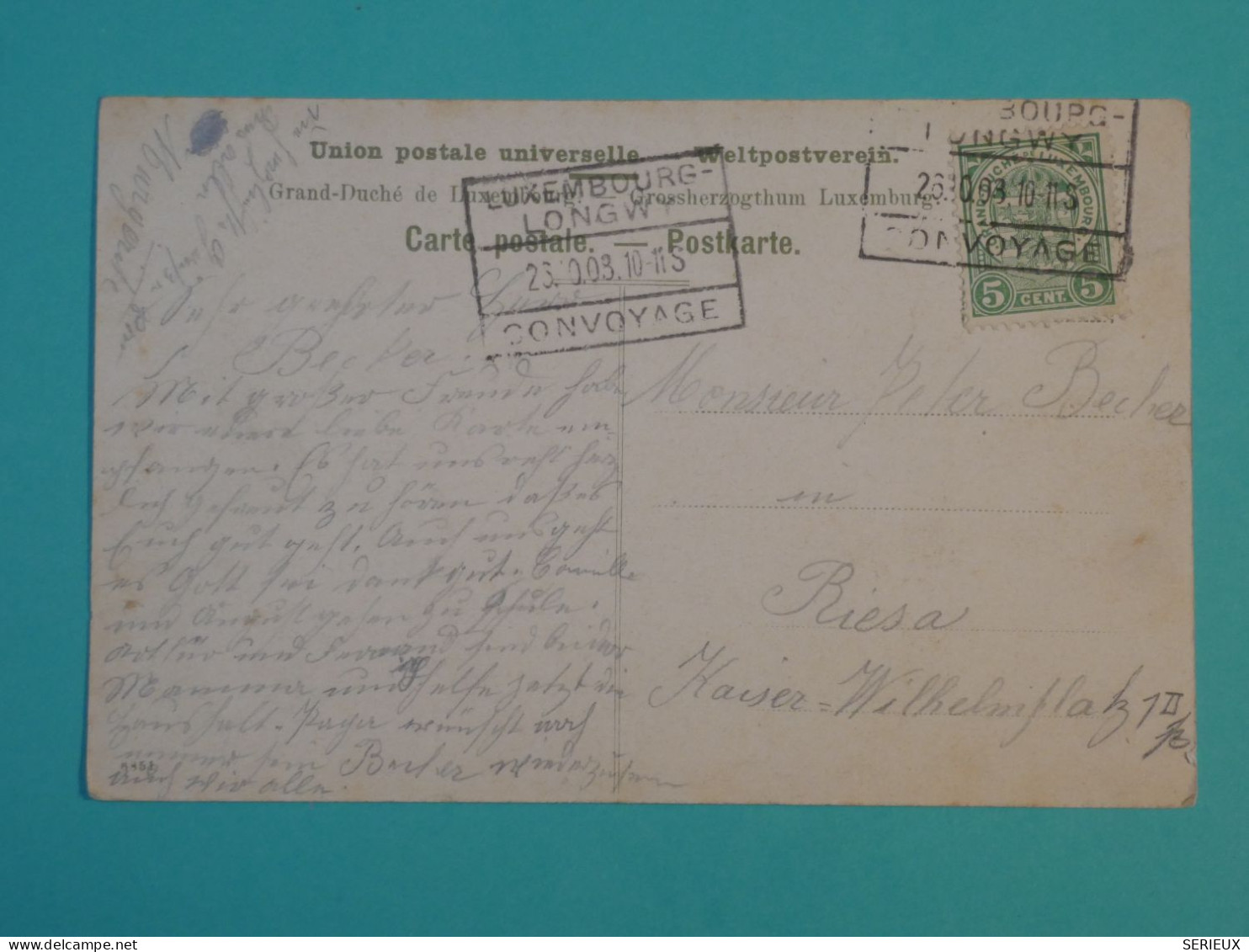 AG0  LUXEMBOURG  BELLE CARTE  ENV  1912   A RIESA +DIFFERDINGEN +AFF. INTERESSANT++ + - Cartas & Documentos