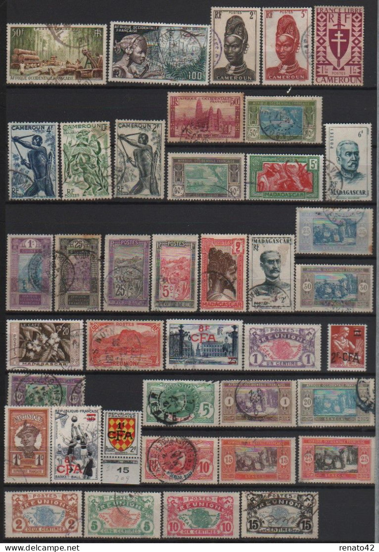 BON LOT De 97 TIMBRES OBLITERES COLONIES FRANCAISE PORT A 2.32 € (50 Grammes) - Collections