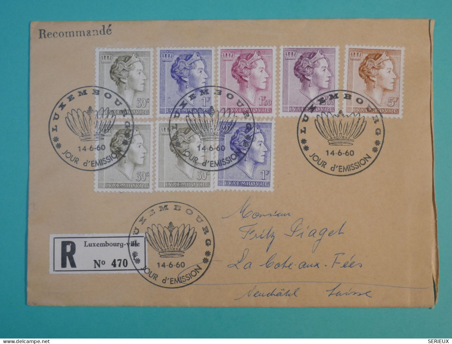 AG0  LUXEMBOURG  BELLE LETTRE RECO FDC  1960   A LA COTE AUX FEES  SUISSE+   +AFF. INTERESSANT++ + - FDC