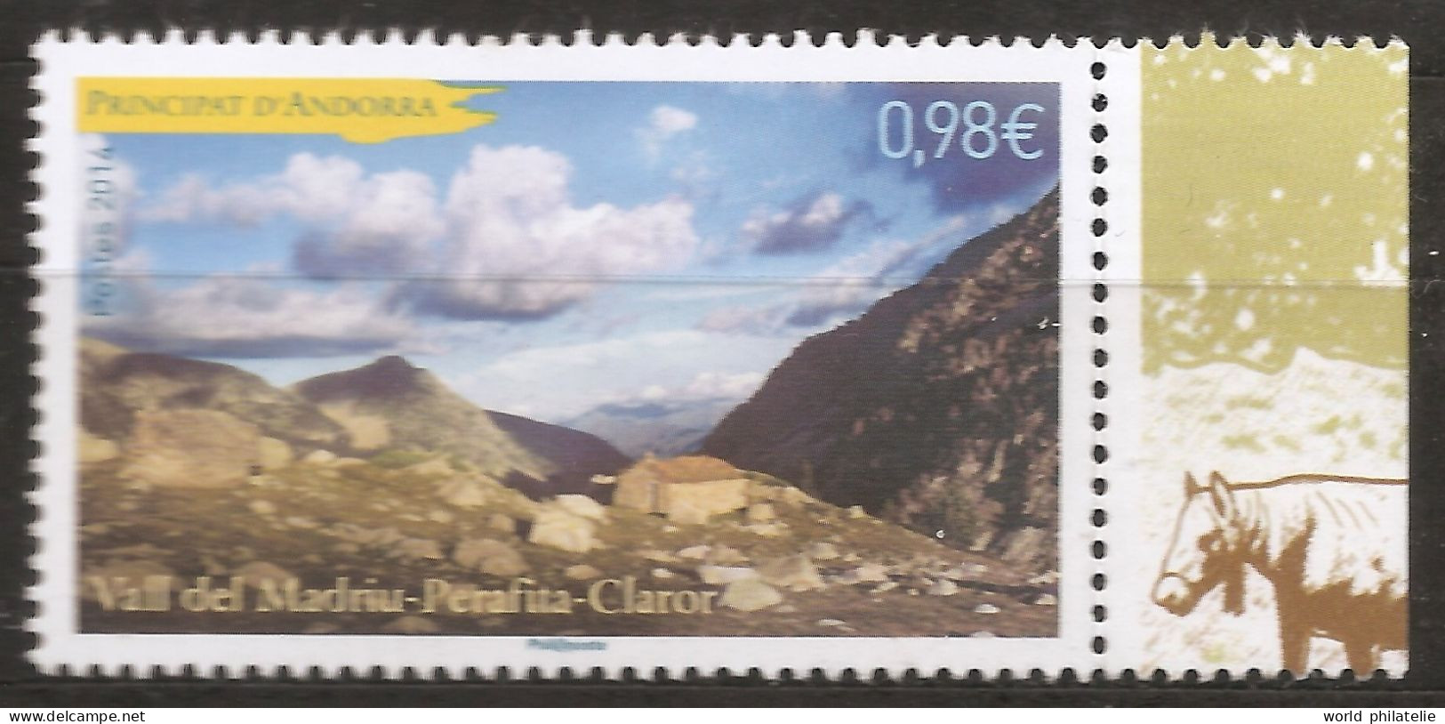 Andorre Français 2014 N° 753 ** Vall Del Madriu-Perafita-Claror, UNESCO, Vallée Glaciaire, Cheval Refuge Randonnée Nuage - Unused Stamps