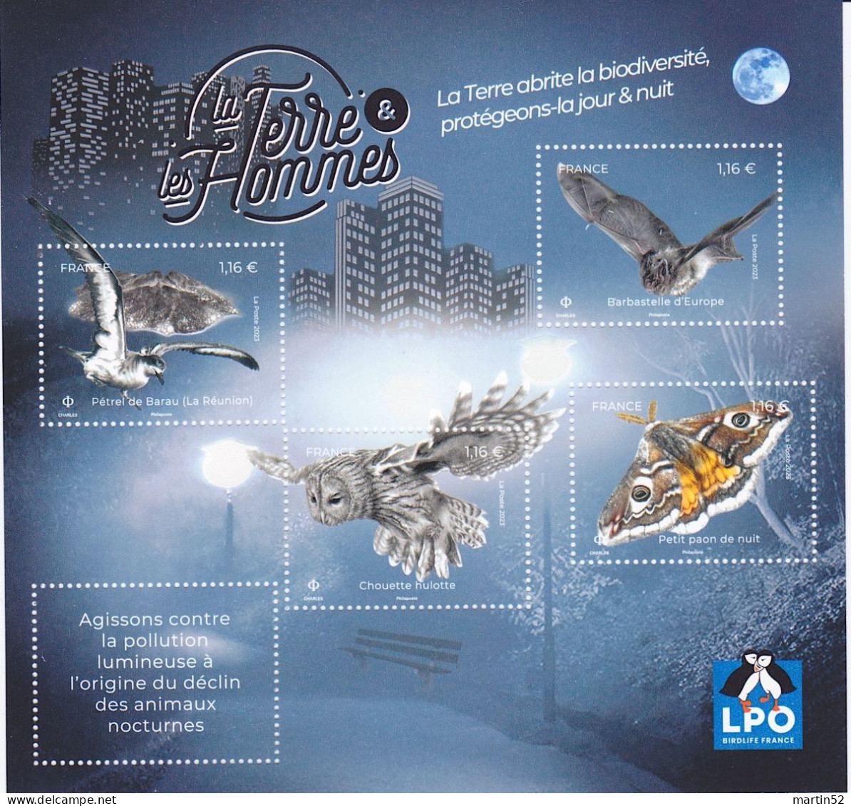 France 2023: "Pétrel De Barau" (La Réunion) Pterodroma Baraui Valeur Isolée ** MNH, Pris Du Bloc LPO BIRDLIFE FRANCE - Albatros