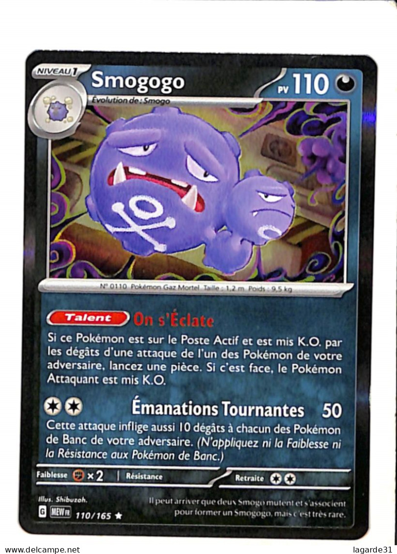 Pokemon Card SMOGOGO 110/165 HOLO EV3.5 Ecarlate Et Violet MEW 151 FR - Karmesin Und Purpur