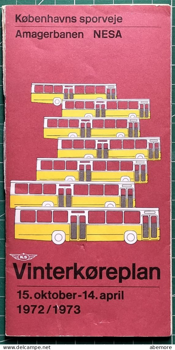 Guide Horaires Transports Publics De Copenhague 1972- Københavns Sporveje Vinterkøreplan 1972 - Europa