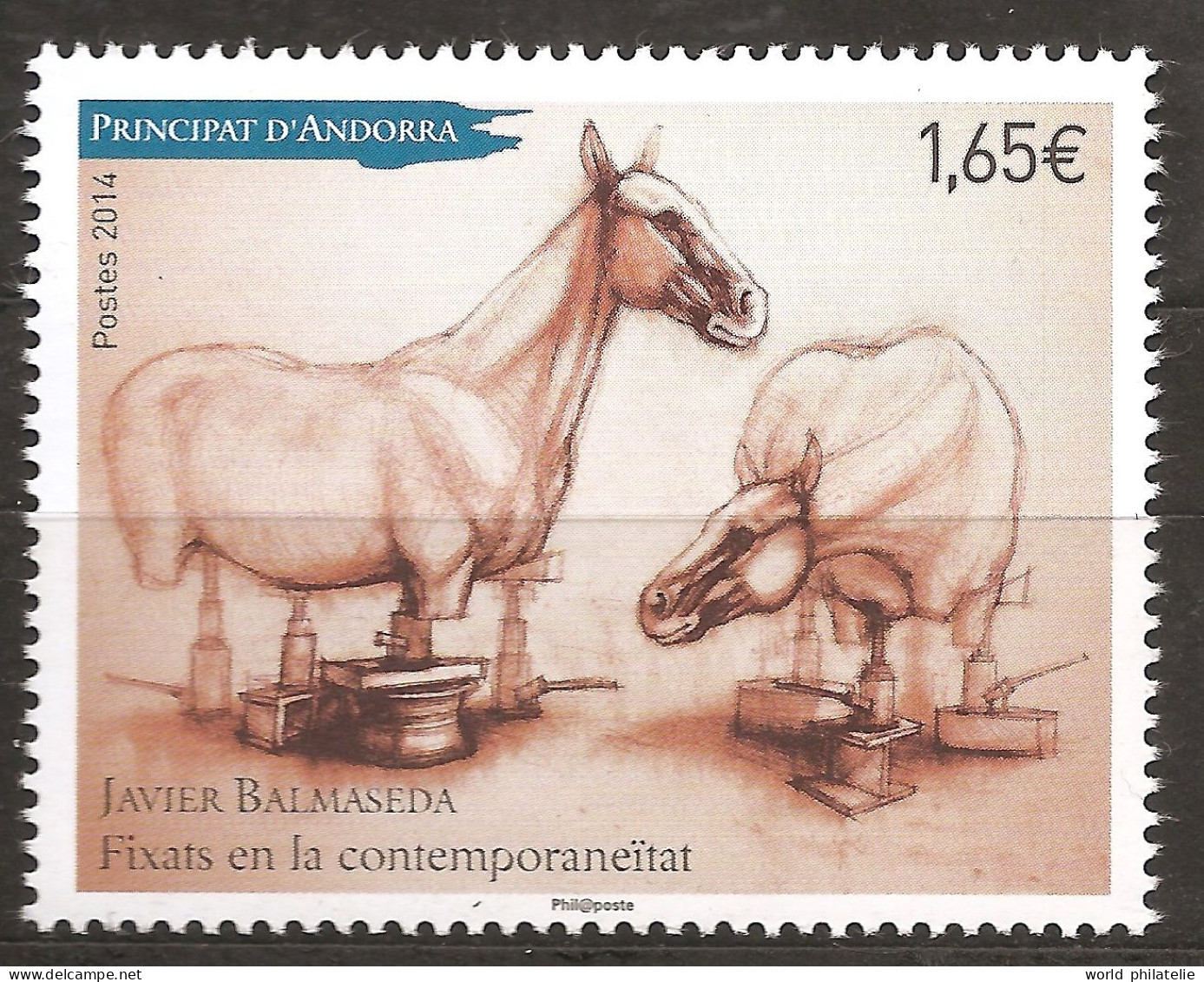 Andorre Français 2014 N° 755 ** Art Contemporain, Tableau, Chevaux, Maréchal-Ferrant, Javier Balmaseda, Cric Hydraulique - Unused Stamps