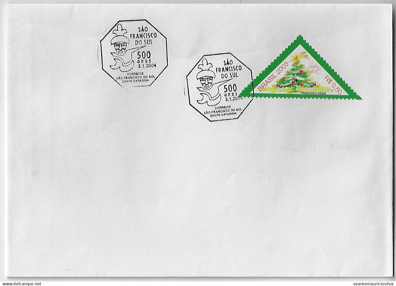 Brazil 2004 Cover Commemorative Cancel 500 Years Of São Francisco Do Sul City - Cartas & Documentos