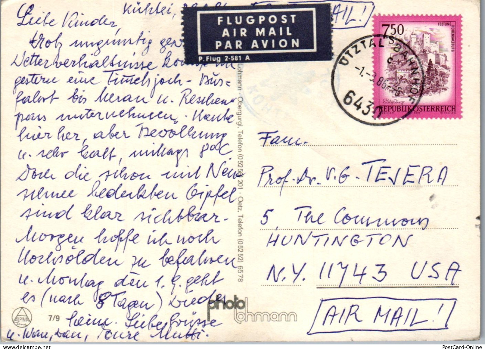 47541 - Tirol - Kühtai , Mehrbildkarte , Flugpost - Gelaufen 1986 - Imst