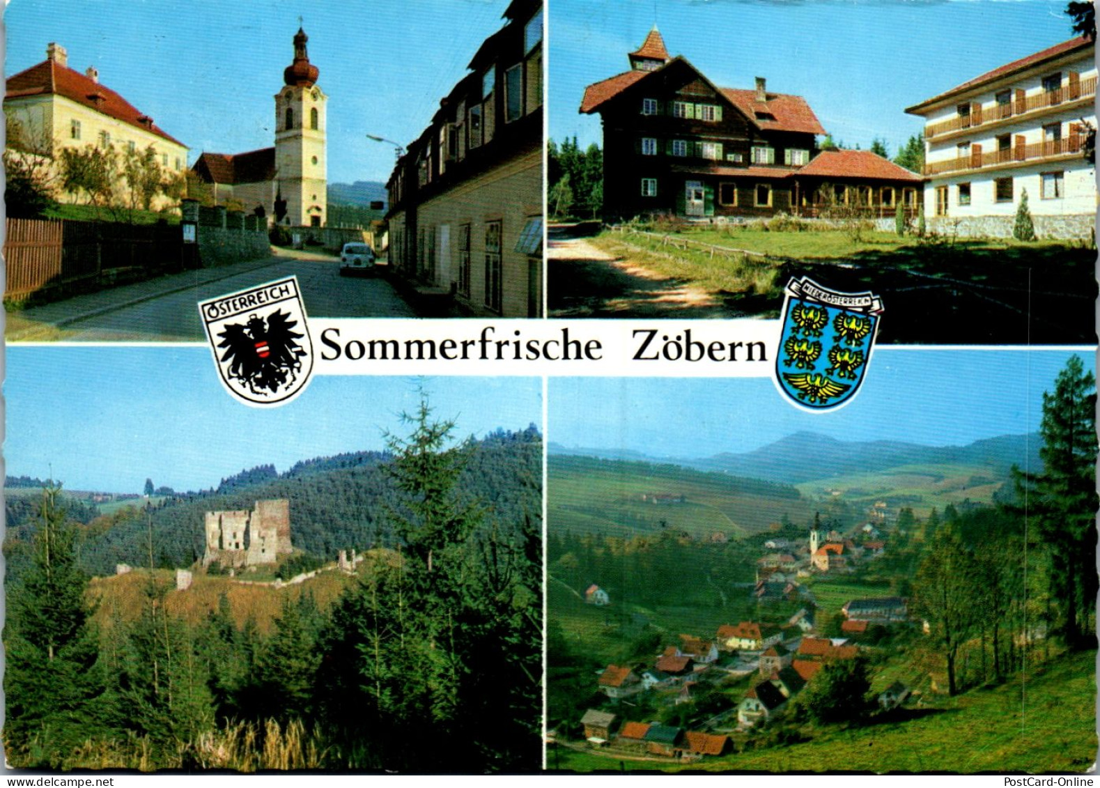 47432 - Niederösterreich - Zöbern , Ortsmitte , Gasthof Czerwenka , Kampichl , Ruine Ziegersburg - Gelaufen 1983 - Neunkirchen