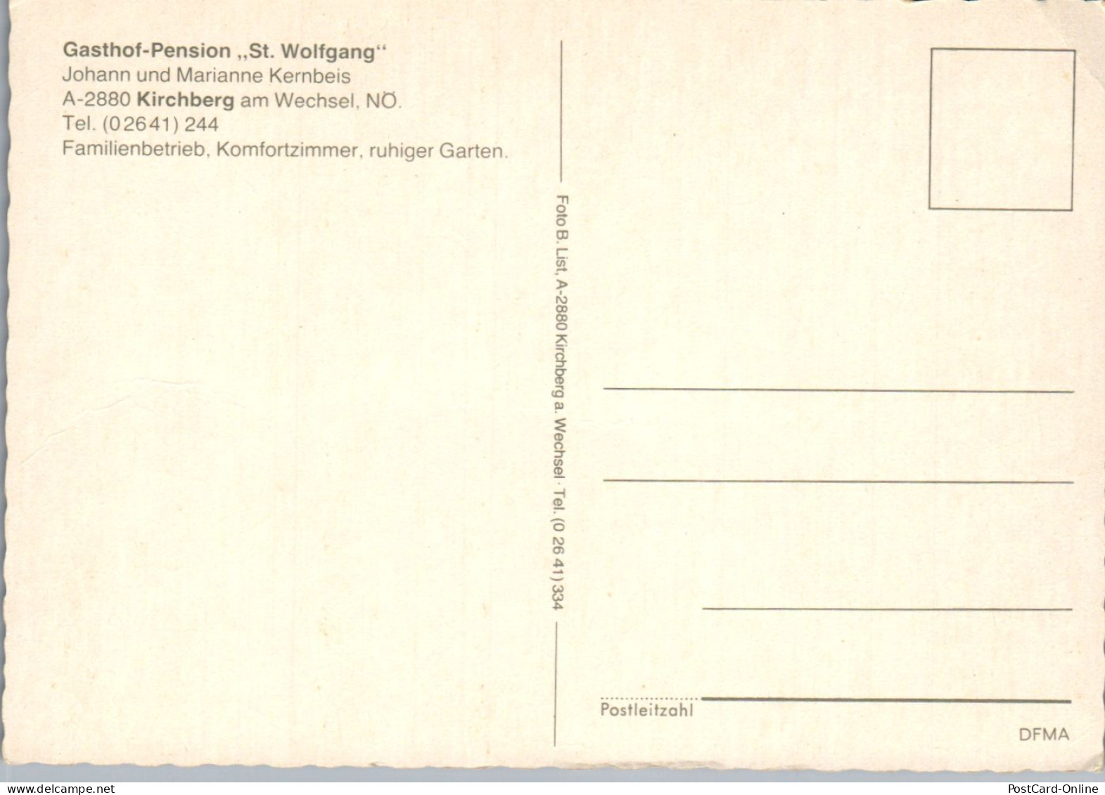 47389 - Niederösterreich - Kirchberg Am Wechsel , Gasthof Pension St. Wolfgang , Johann Und Marianne Kernbeis - Wechsel