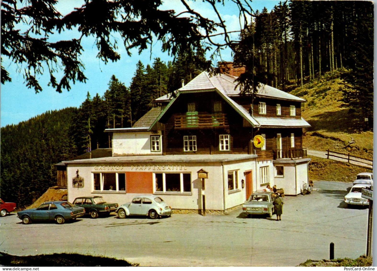 47378 - Steiermark - Steinhaus Am Semmering , Pfaffensattel , Gasthaus , Auto , VW Käfer , Fam. Gansterer - Gel. 1980 - Steinhaus Am Semmering