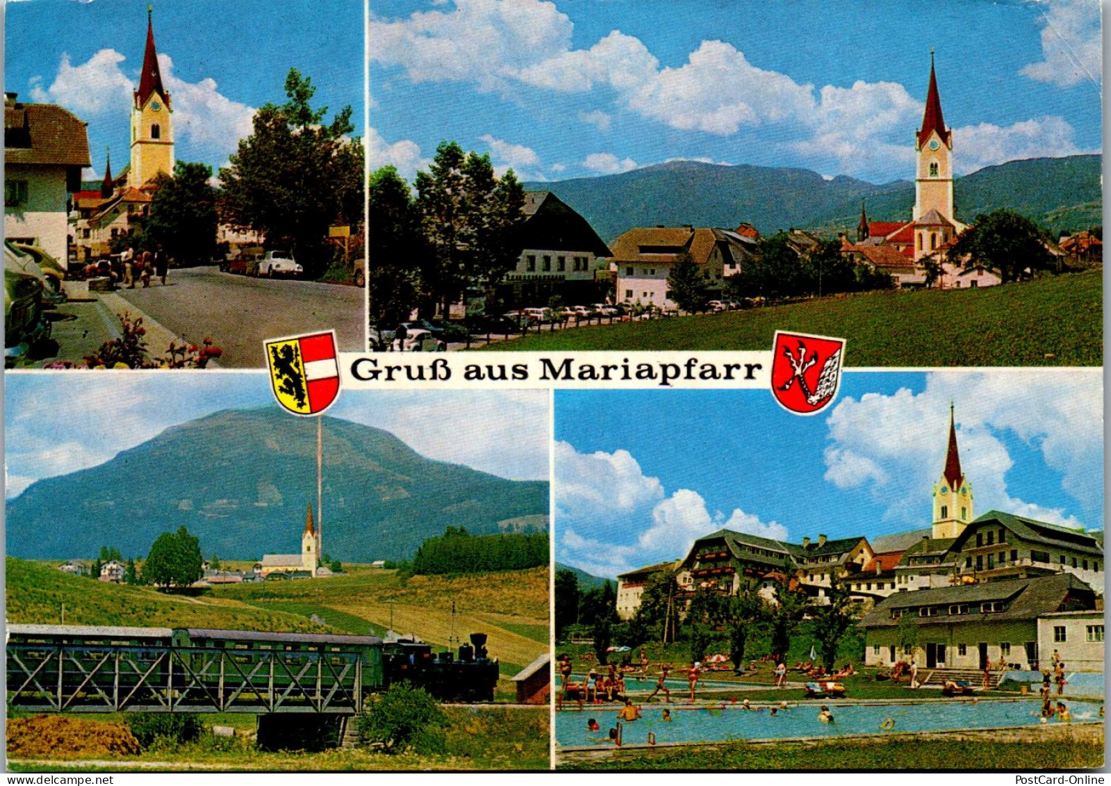 47425 - Salzburg - Mariapfarr , Im Lungau , Schwimmbad , Freibad , Bahn , Zug , Mehrbildkarte - Gelaufen 1991 - Mariapfarr