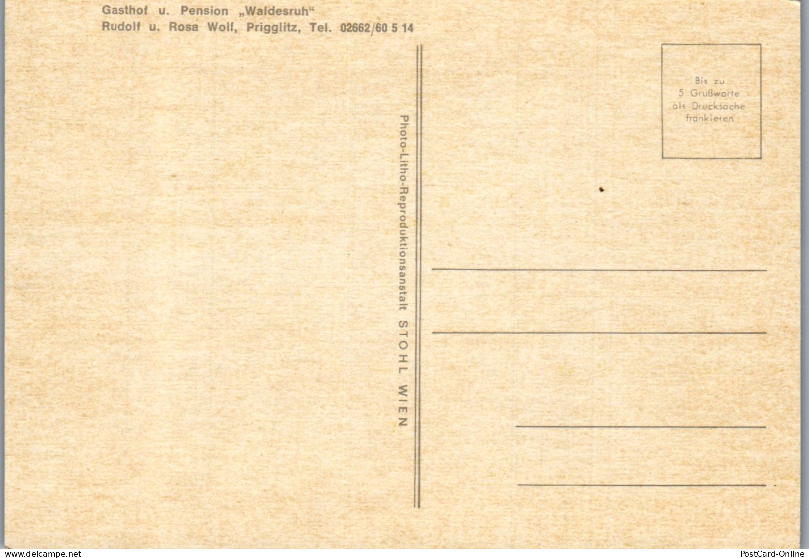 47366 - Niederösterreich - Prigglitz , Gasthof U. Pension Waldesruh , Rudolg U. Rosa Wolf - Nicht Gelaufen  - Neunkirchen