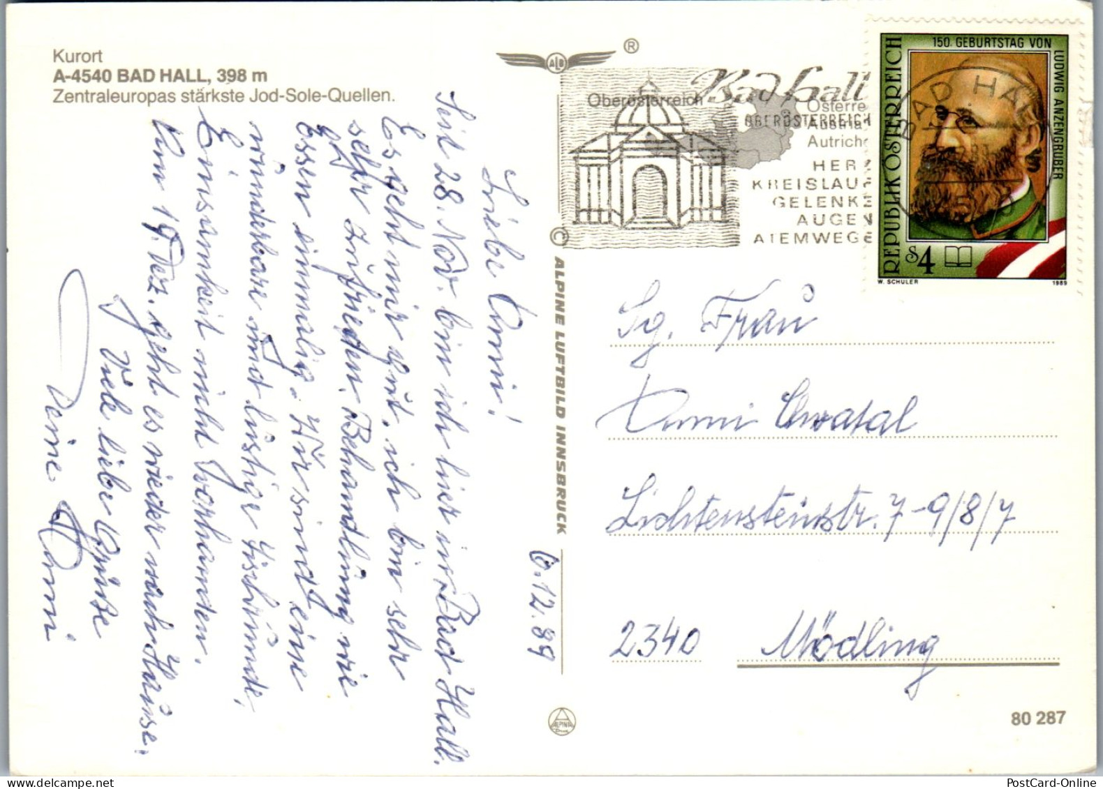 47357 - Oberösterreich - Bad Hall , Panorama - Gelaufen 1989 - Bad Hall