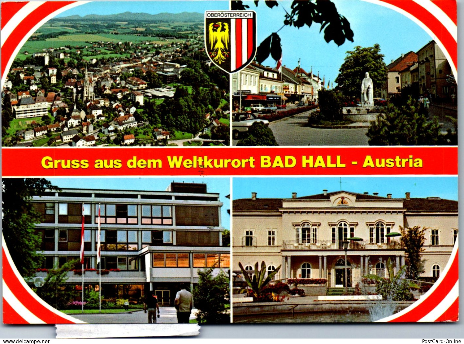 47360 - Oberösterreich - Bad Hall , Tassilo Brunnen , Hauptplatz , Kurhaus - Gelaufen 1994 - Bad Hall