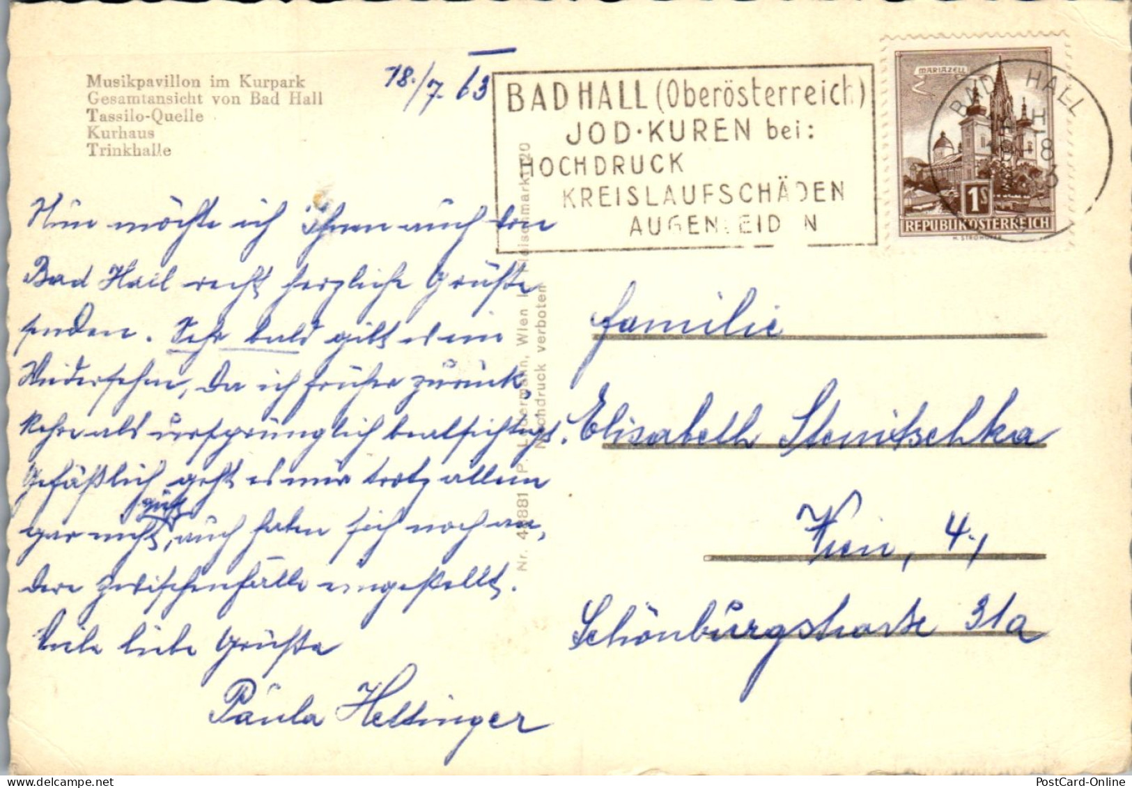 47344 - Oberösterreich - Bad Hall , Kurpark , Musikpavillon , Tassilo Quelle , Trinkhalle - Gelaufen 1963 - Bad Hall