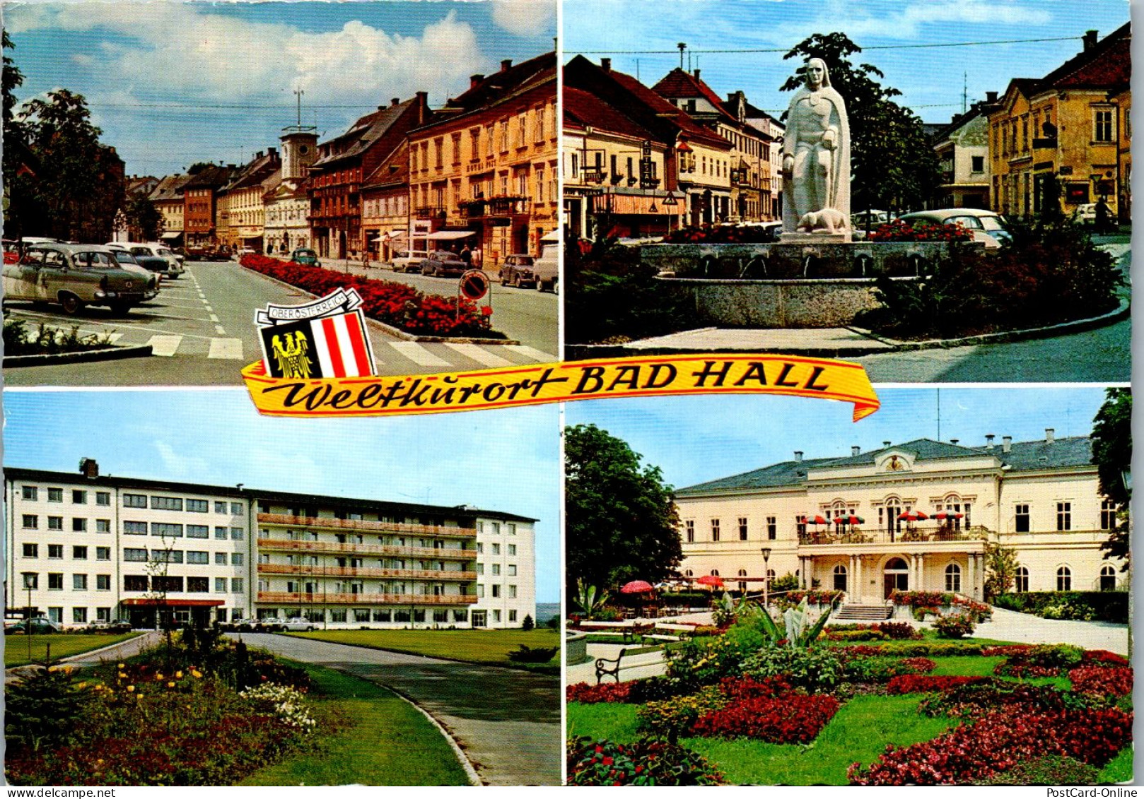 47349 - Oberösterreich - Bad Hall , Hauptplatz , Tassilo Brunnen , Kurhaus - Gelaufen 1979 - Bad Hall