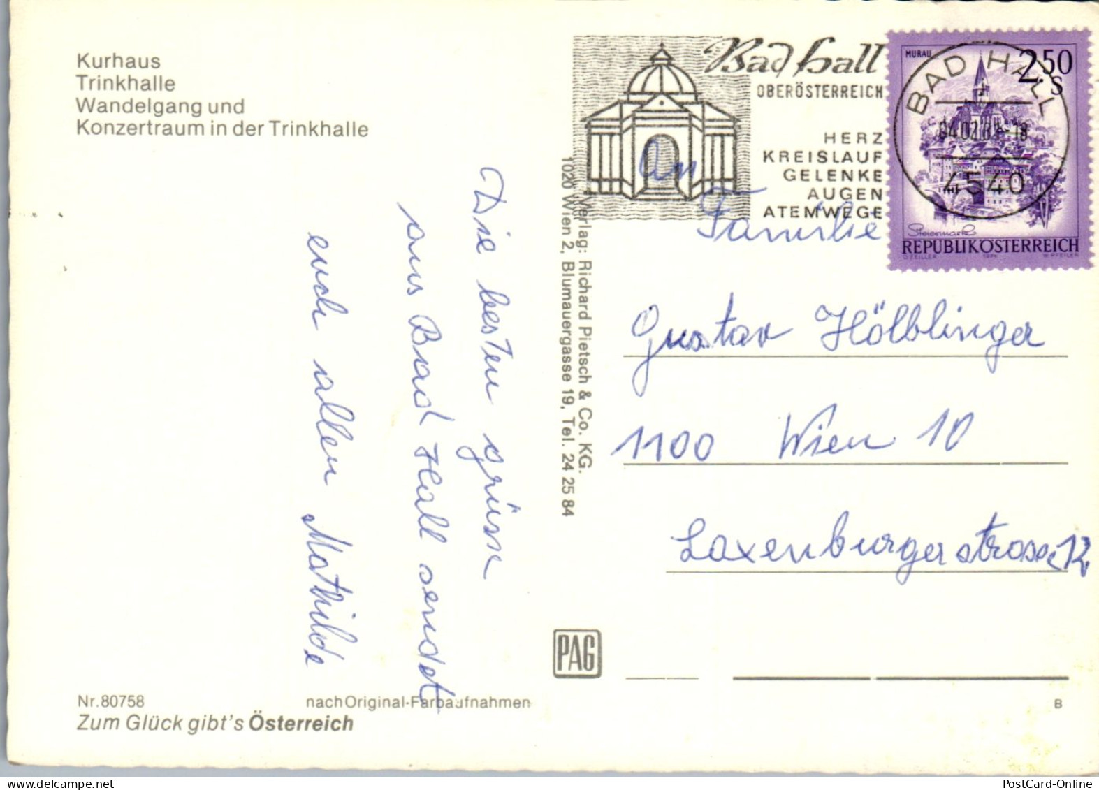 47347 - Oberösterreich - Bad Hall , Kurhaus , Trinkhalle , Wandelgang , Konzertraum - Gelaufen  - Bad Hall