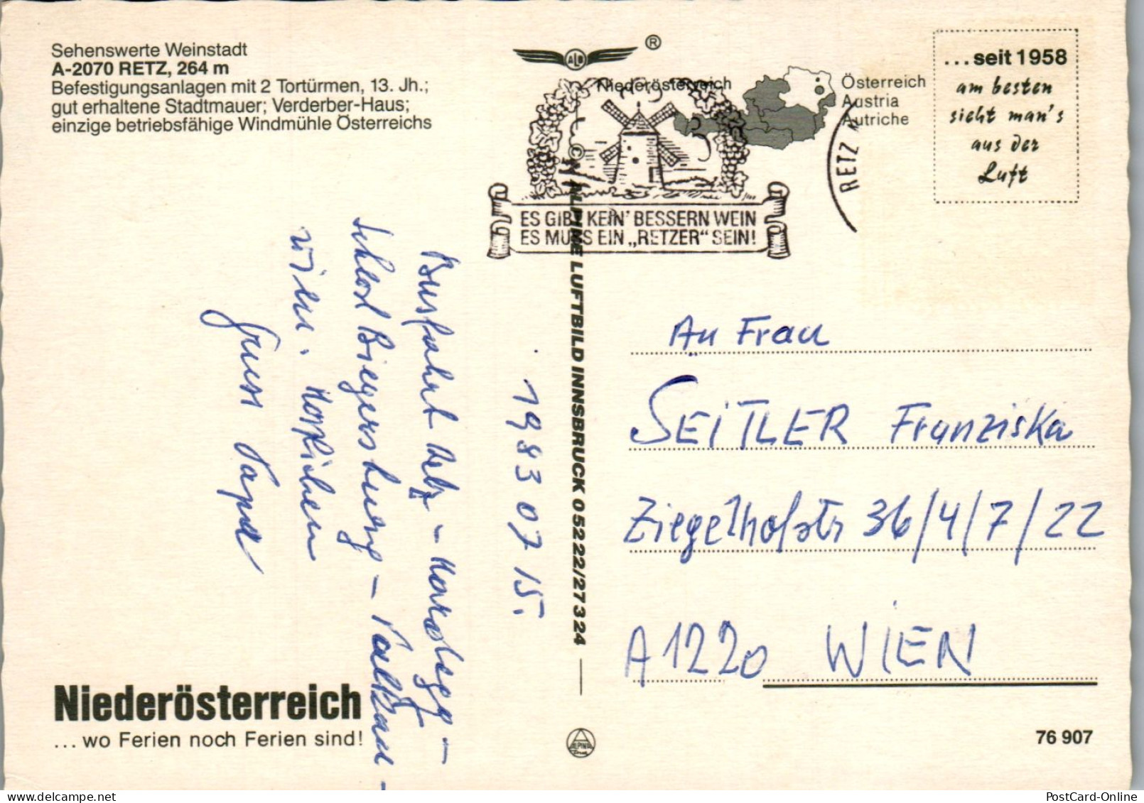 47245 - Niederösterreich - Retz , Panorama - Gelaufen 1983 - Hollabrunn
