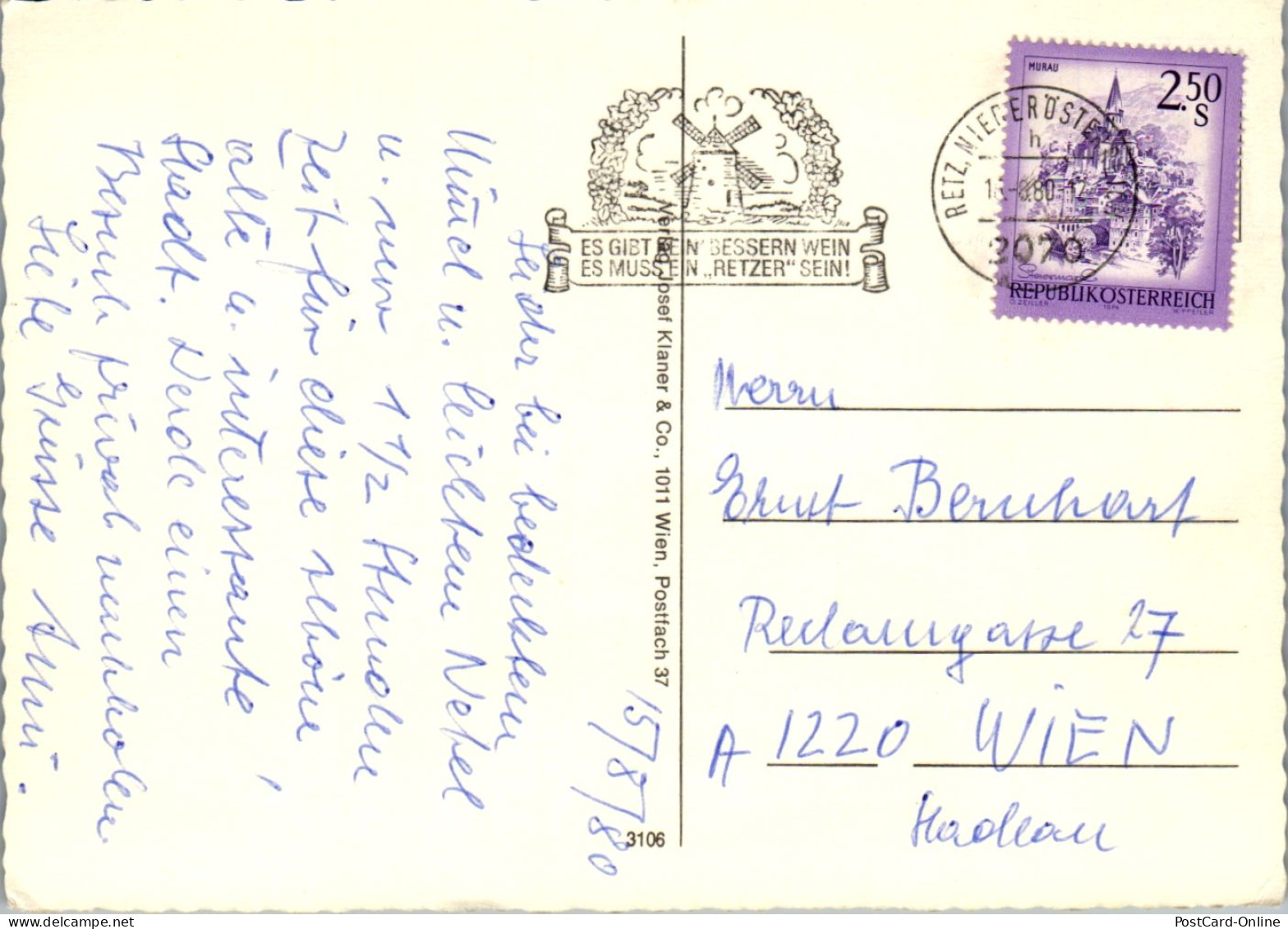 47243 - Niederösterreich - Retz , Hauptplatz , Weinstadt , Weinviertel - Gelaufen 1980 - Hollabrunn