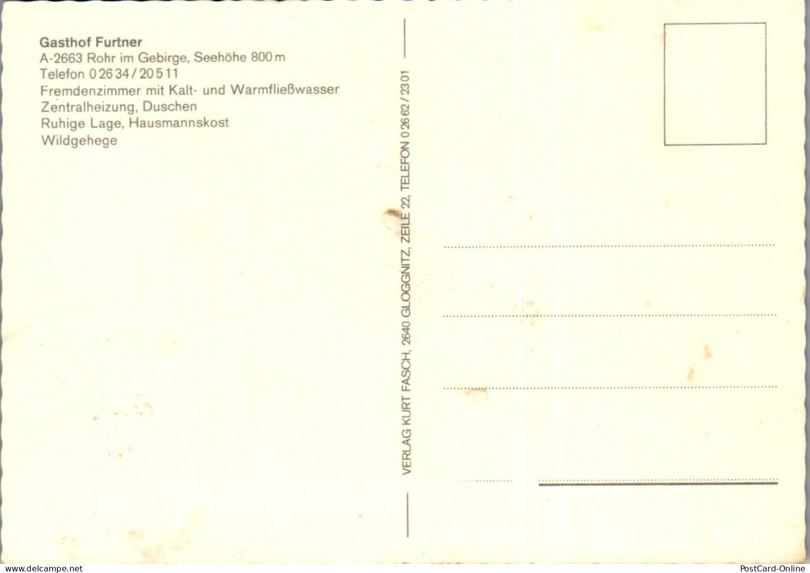 47227 - Niederösterreich - Rohr Im Gebirge , Gasthof Furtner , Furtner Hof - Nicht Gelaufen  - Wiener Neustadt