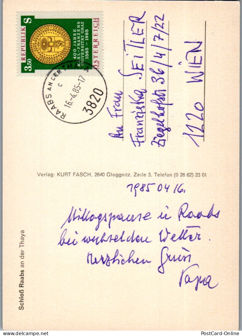 47223 - Niederösterreich - Raabs An Der Thaya , Schloß Raabs - Gelaufen 1985 - Raabs An Der Thaya