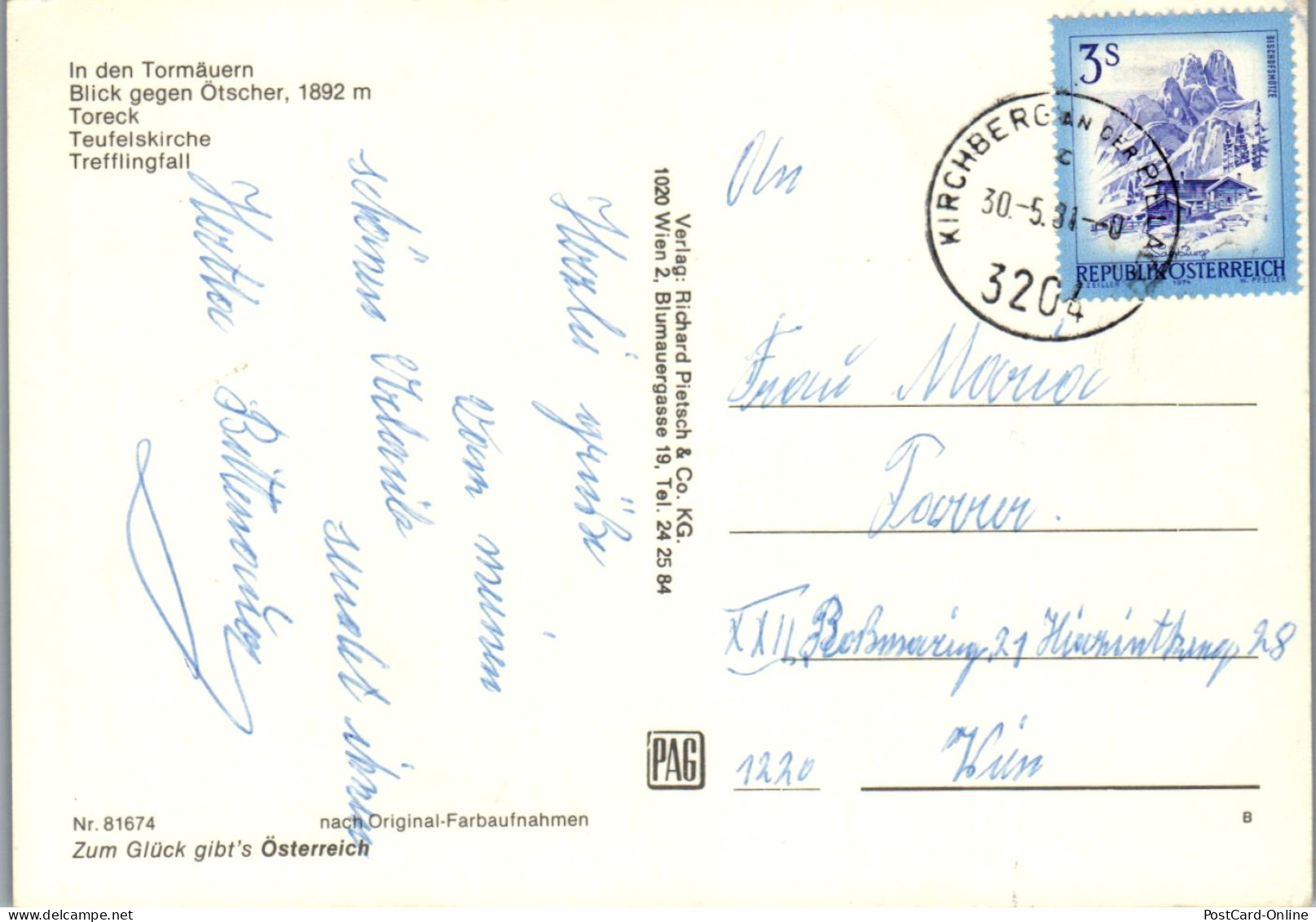 47196 - Niederösterreich - Tormäuer , Blick Gegen Ötscher , Toreck , Teufelskirche , Trefflingfall - Gelaufen 1981 - Scheibbs