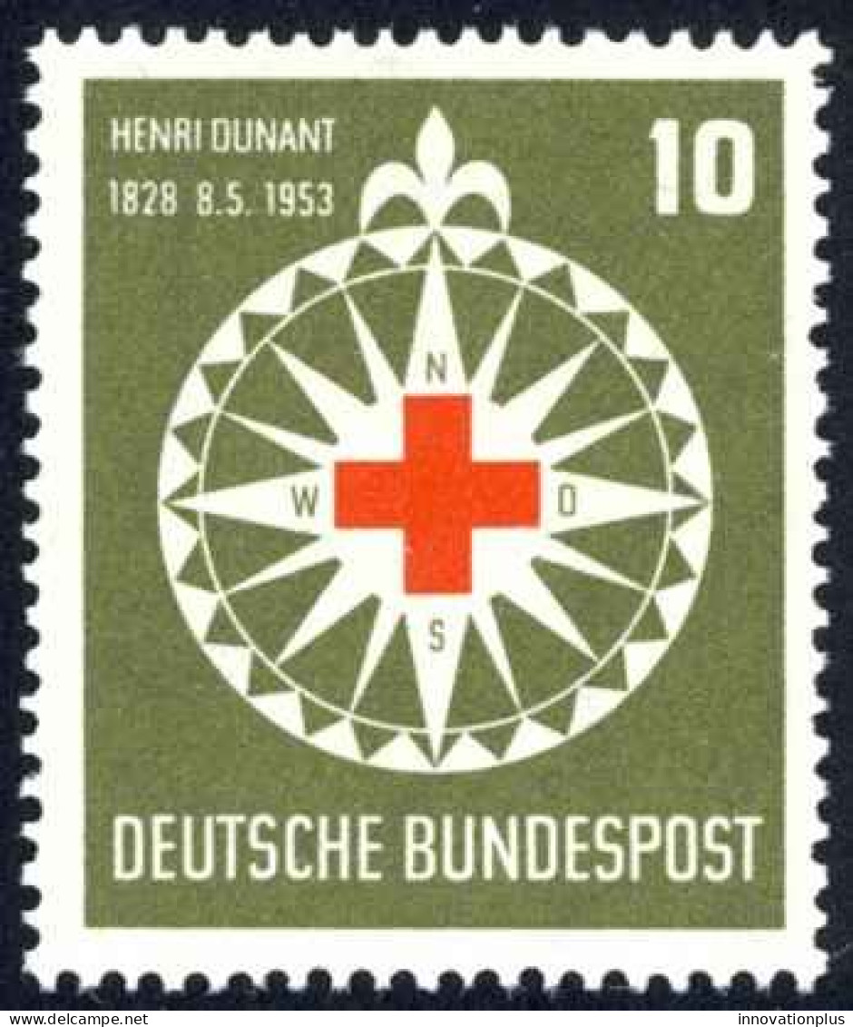 Germany Sc# 696 MNH 1953 10pf Dp Ol Grn & Red Red Cross & Compass - Ungebraucht