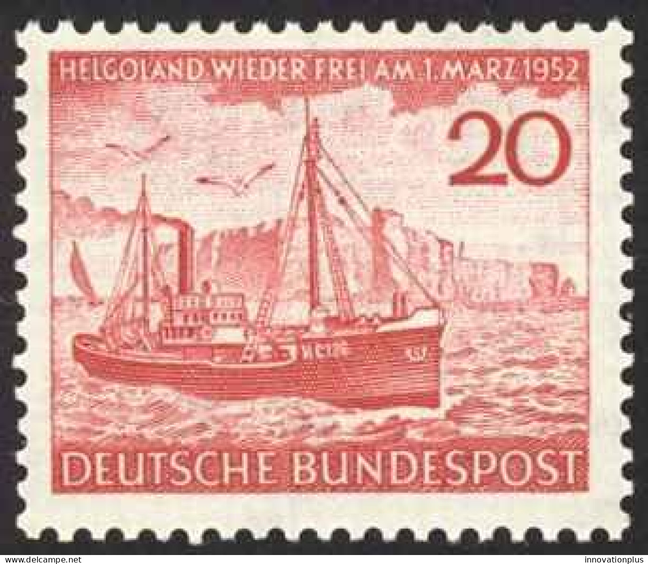 Germany Sc# 690 MH 1952 20pf Red Freighter Off Heligoland - Ungebraucht