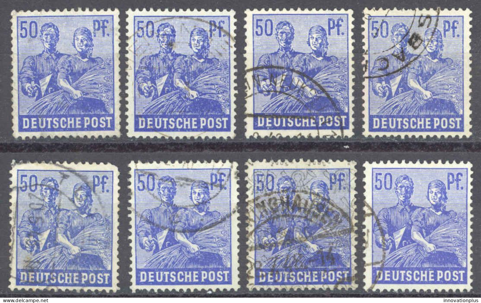 Germany Sc# 569 Used Lot/8 1948 50pf Reaping Wheat - Usados