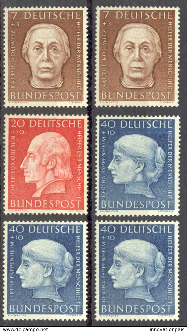 Germany Sc# B338-B341 (Assorted) Mint Lot/6 (no Gum) 1954 Portraits - Ungebraucht