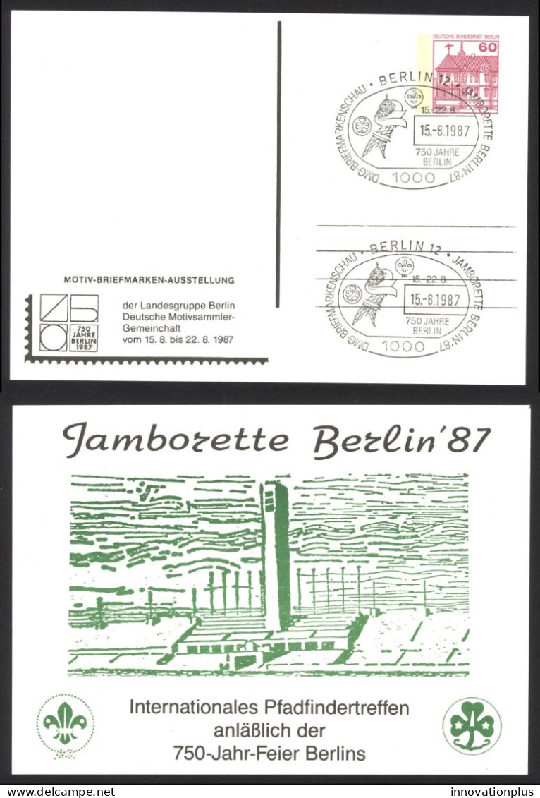 Germany FD Cancel Postal Postcard 1987 8.15 Jamborette (Jamboree) Berlin - Sobres - Usados