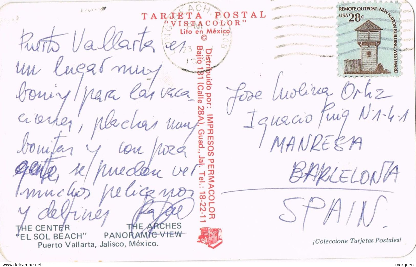 53018. Postal Aerea LONGBEACH (Ca) USA 1981. Vista Puerto Vallarta De Mexico - Cartas & Documentos