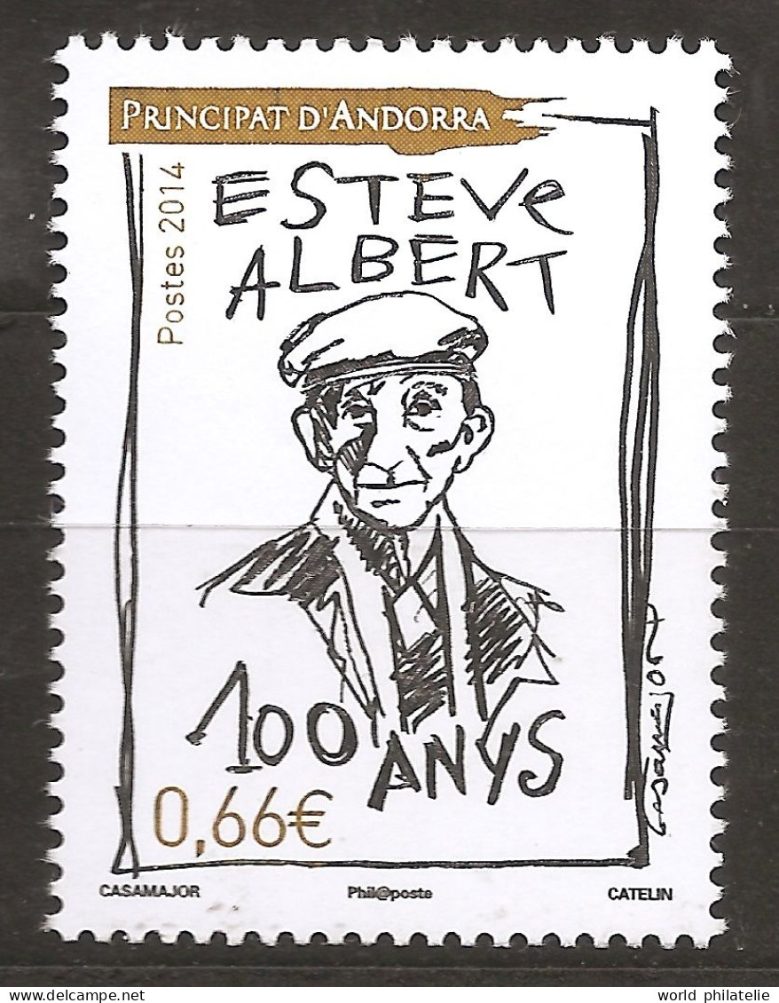 Andorre Français 2014 N° 761 ** Estève Albert, Ecrivain, Littérature, Démographie, Josep Pons, Béret, Portrait, Croquis - Nuovi
