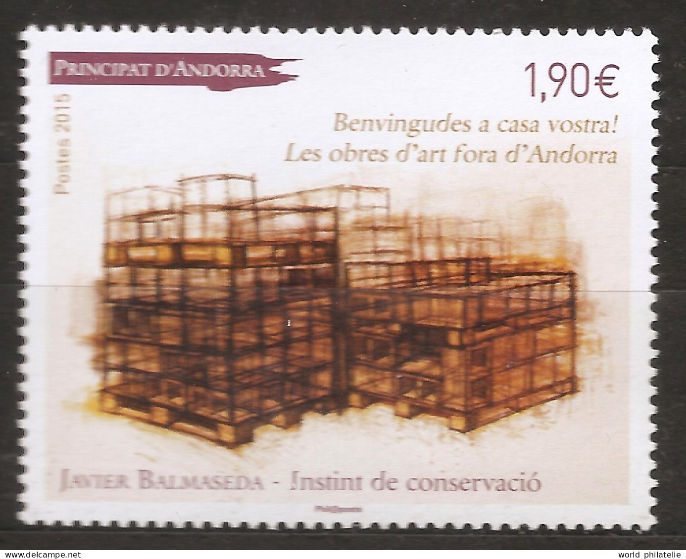 Andorre Français 2015 N° 763 ** Art, Exhibition, Tableau, Javier Balmaseda, Echafaudage, Instinct De Conservation, Route - Unused Stamps