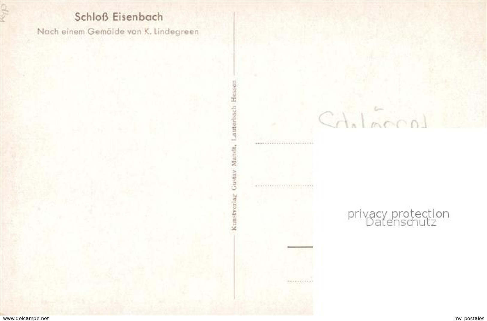 43014876 Schloss Eisenbach Kuenstlerkarte K. Lindegreen Allmenrod - Lauterbach