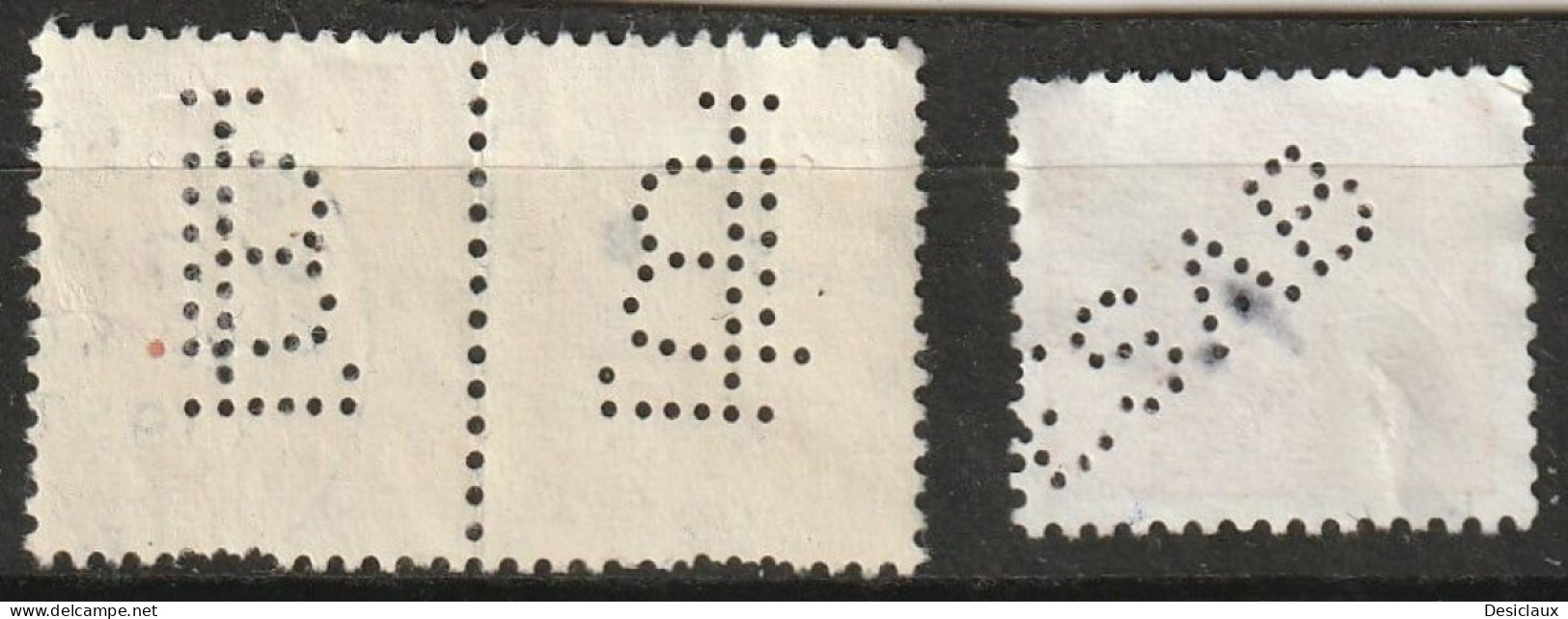 DANEMARK. Perfin    N° YT 321A Paire Oblitérée Perforation LB + N° YT 826 Oblitéré Perforation ESAB.  Voir Les Scans - Plaatfouten En Curiosa