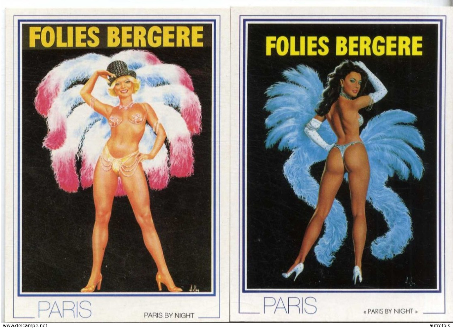 ASLAN  FOLIES BERGERE  PARIS BY NIGHT  -  2 CARTES EDITION SCHANTAL - Aslan