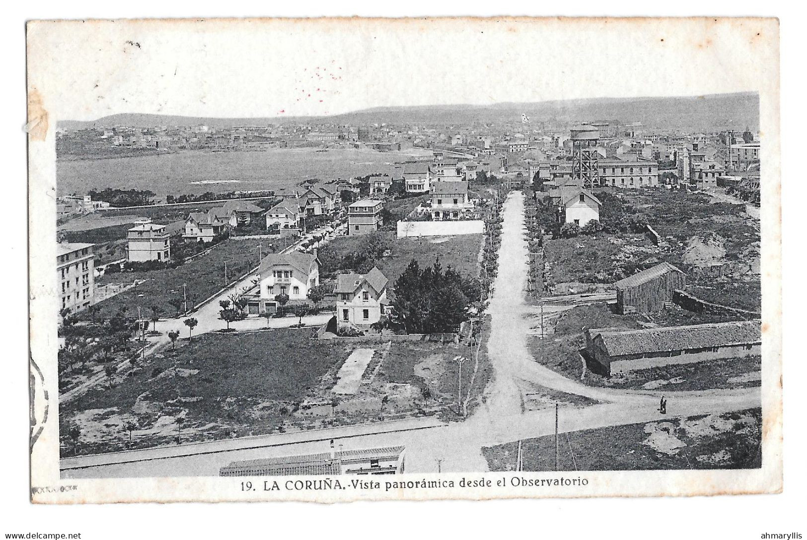 19 La Coruna Vista Panoramica Desde El Observatorio Cachet Timbre Occupation Nazie Franco 20 Août 1942 - La Coruña