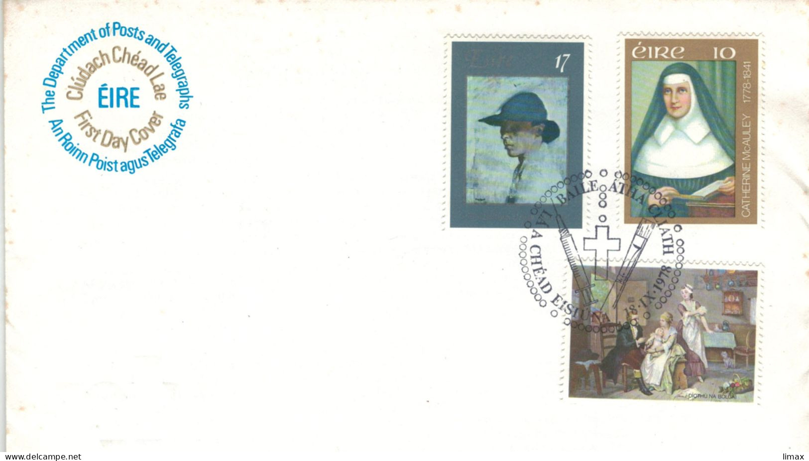 Eire FDC 1978 Sir William Orpen - Catherine McAuley - Impfung - Storia Postale